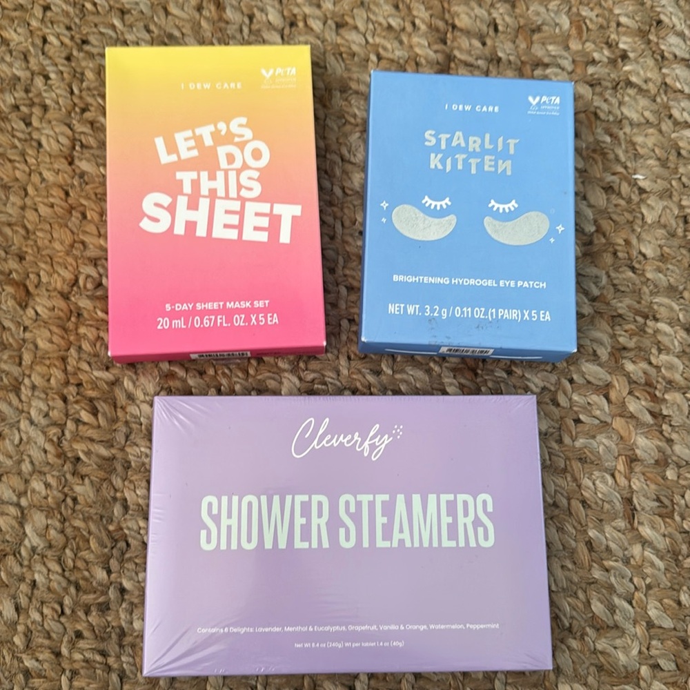 FACE MASKS SHOWER STEAMERS BRIGHTENING HYDROGEL EYE PATCH BUNDLE
